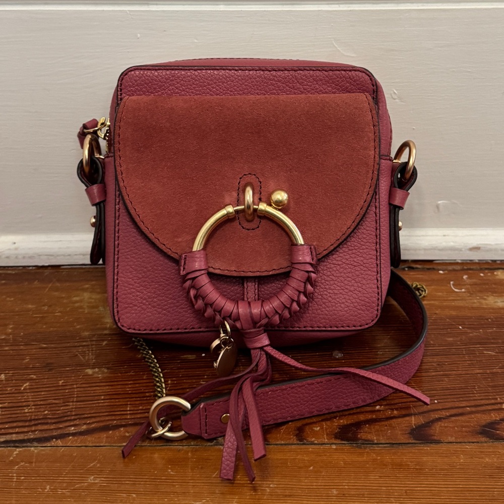 See by Chloe Joan Small Camera Bag Brunet Pink Leather Suede Gold Discontinued